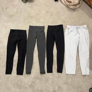 4 LULULEMON pants. (3 wunder under leggings, 1 on the fly pant)